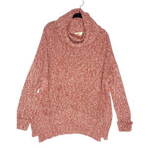 Fervour ModCloth Pink Cowl Turtleneck Sweater Tunic Knit Large Oversized Slouchy